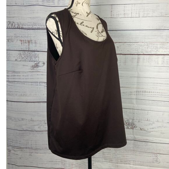 Catherines Tank Top Womens 0X 14/16W Brown Sleeveless Scoop Neck Stretch - Picture 1 of 10